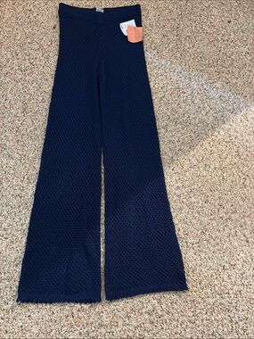 Navy Knit Wide Leg Pants- bathing suit cover up